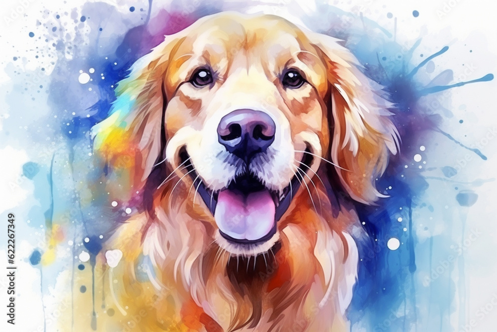watercolor style painting of a dog shape