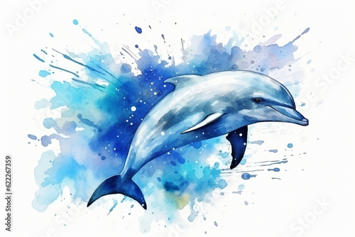 watercolor style painting of dolphins