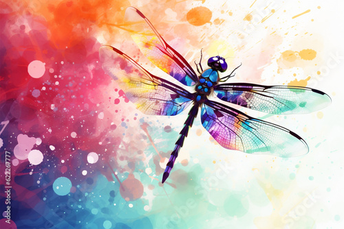 watercolor style painting of a dragonfly shape © food and Drink