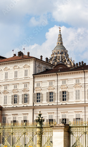 Chapel of the Holy Shroud, view Castle square, in Turin, Italy