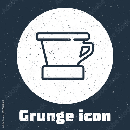 Grunge line V60 coffee maker icon isolated on grey background. Monochrome vintage drawing. Vector