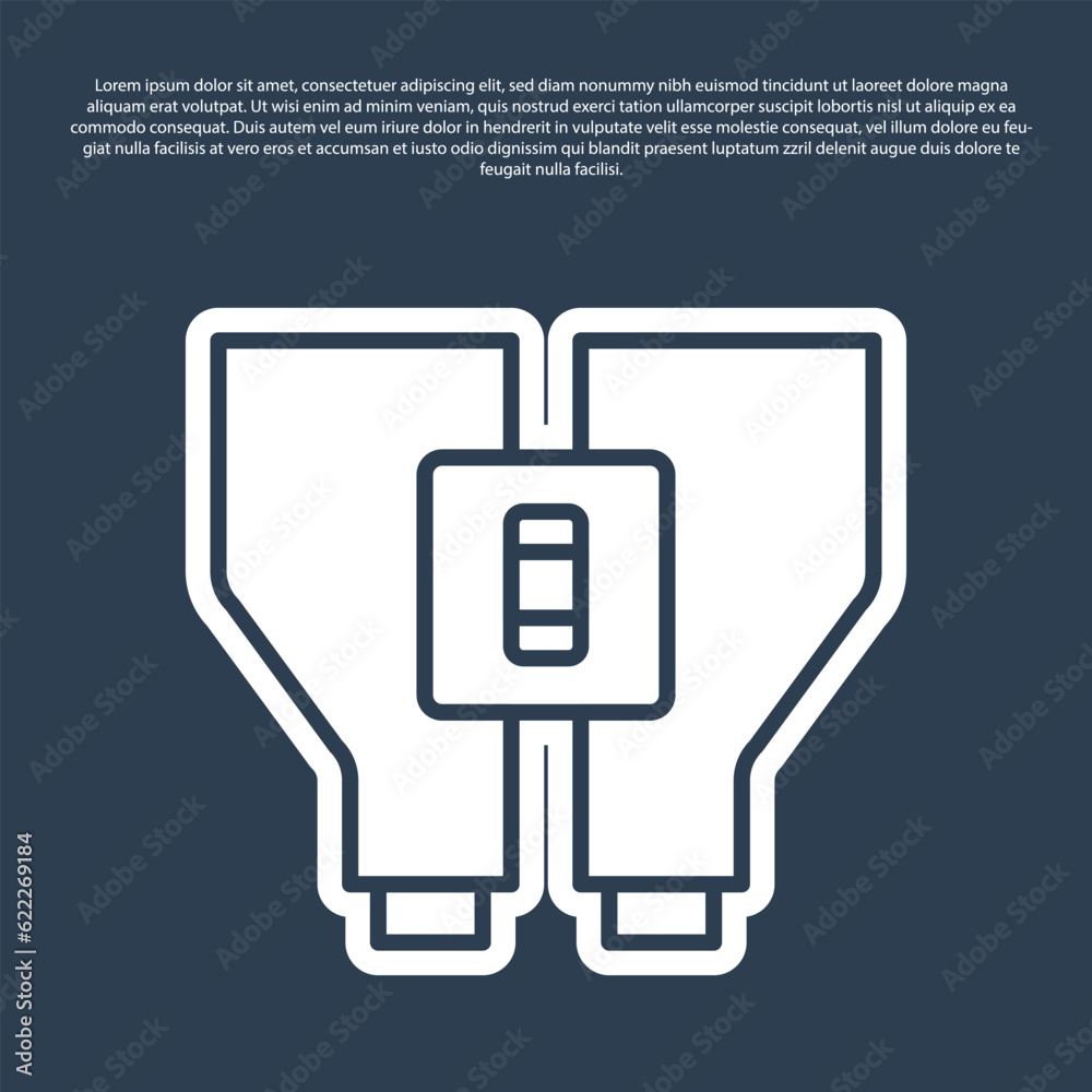 Blue line Binoculars icon isolated on blue background. Find software sign. Spy equipment symbol. Vector Blue line Binoculars icon isolated on blue background. Find software sign. Spy equipment symbol. Vector