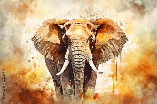 watercolor style painting of an elephant