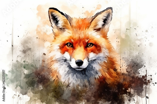 watercolor style painting of a fox shape