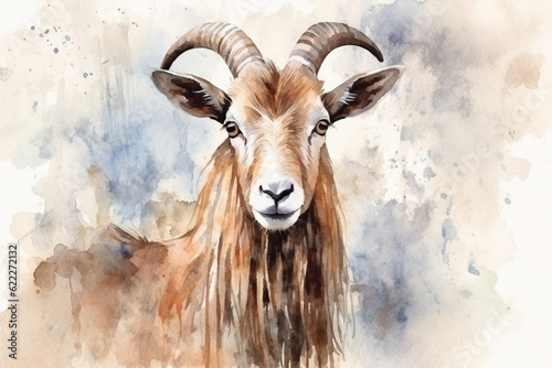watercolor style painting of a goat shape photo