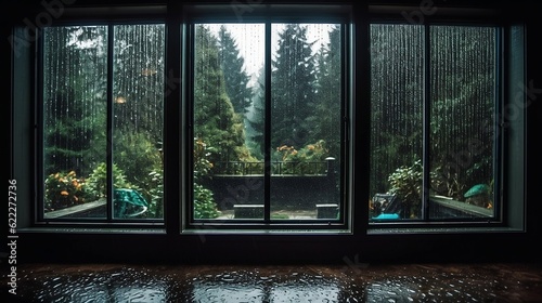 Rainy windows. Generative AI