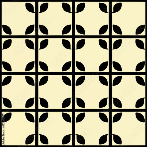 Classic black and white pattern on a pristine white background, reminiscent of Art Nouveau floor designs and iconic patterns, adding a touch of vintage flair.