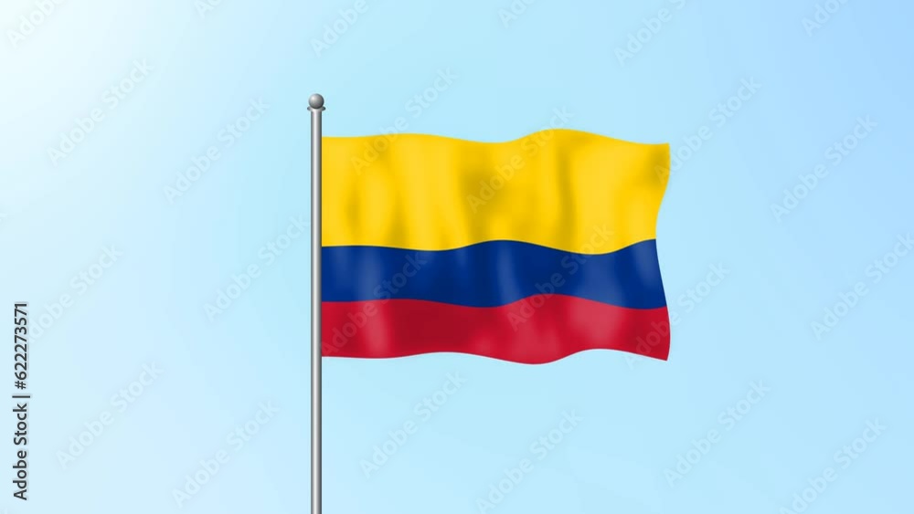 Colombia flag waving on beautiful clean blue sky footage background. 4k Colombia flag waving on beautiful clean blue sky footage background. 4k