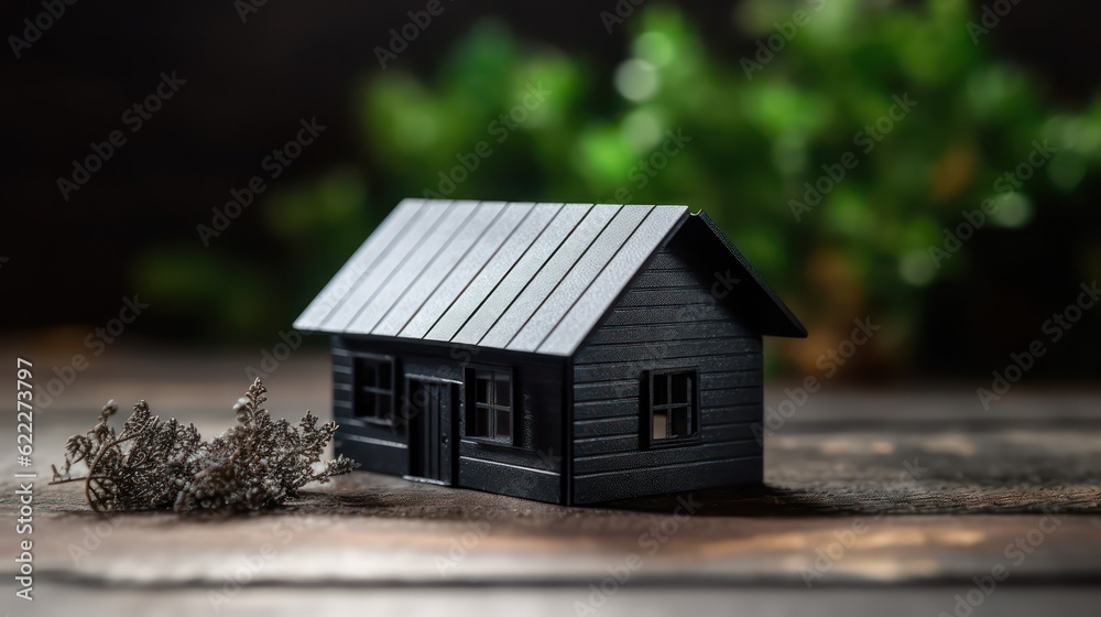wooden house on black background wooden house on black background