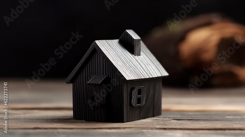 wooden house on black background © Zain Graphics