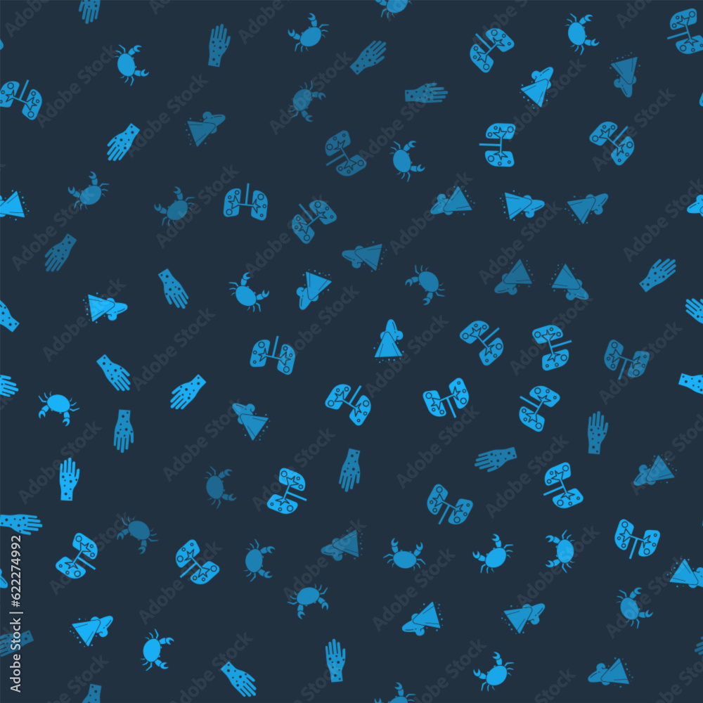 Set Crab, Lungs, Runny nose and Hand with psoriasis or eczema on seamless pattern. Vector Set Crab, Lungs, Runny nose and Hand with psoriasis or eczema on seamless pattern. Vector
