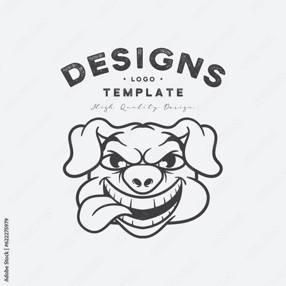 Fototapeta premium Cute pork head logo design