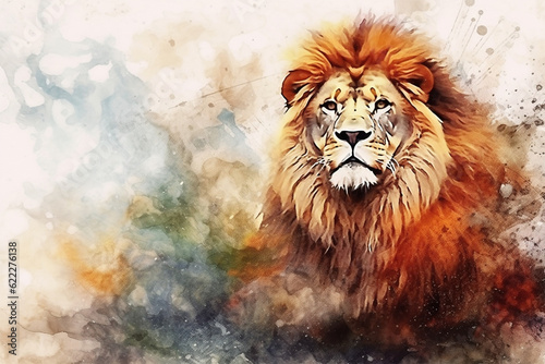 watercolor style painting of the shape of a lion © food and Drink