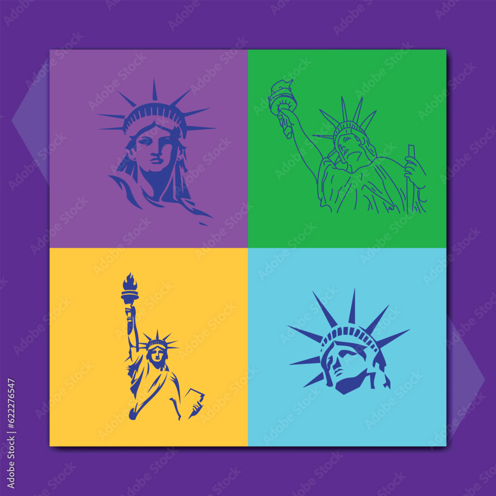 Fototapeta premium Statue of liberty in USA Monument landmark illustration