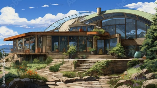 Gazebo in the park. AI generated art illustration.