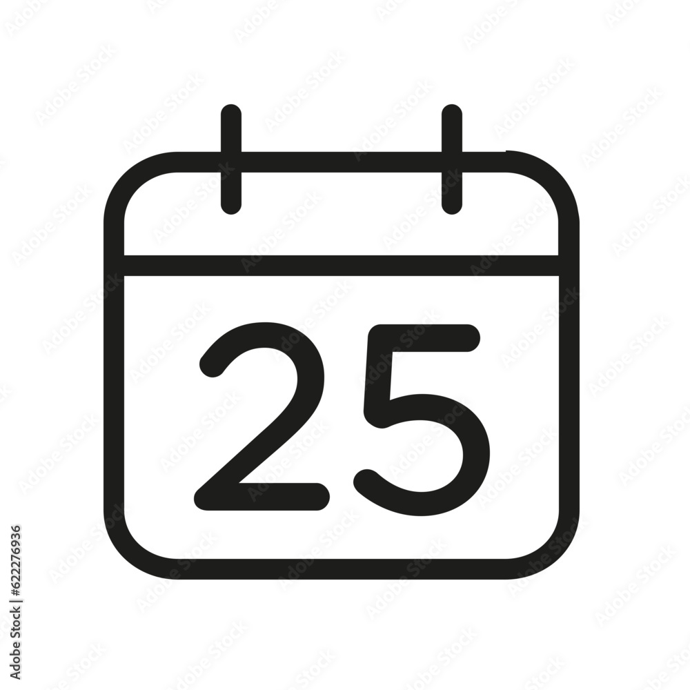 Calendar icon with 25 Christmas day Calendar icon with 25 Christmas day
