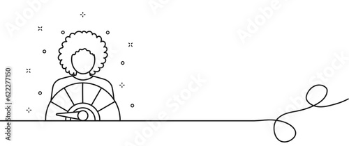 Line illustration with a girl who has a stress indicator