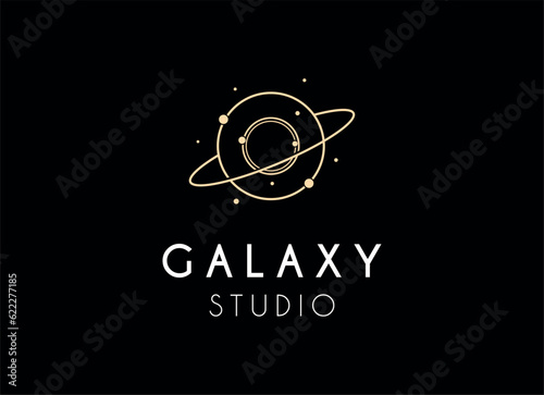 Vector golden logo on which an abstract image of the constellation Ursa Major in a circle.