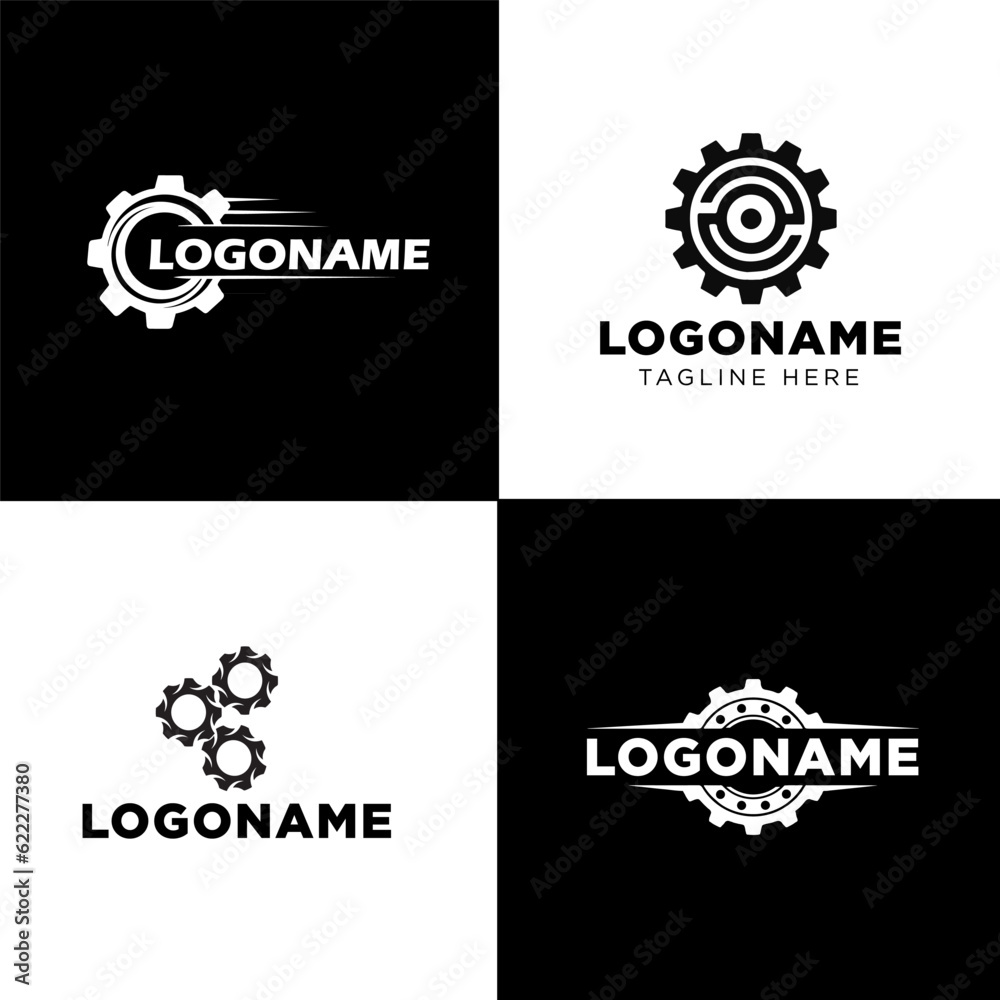 Mechanic gear set vector illustration logo design Mechanic gear set vector illustration logo design
