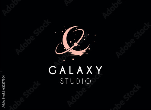 Vector golden logo on which an abstract image of the constellation Ursa Major in a circle.