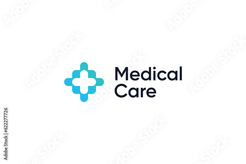 Billede på lærred Gradient blue medical care logo design for health business