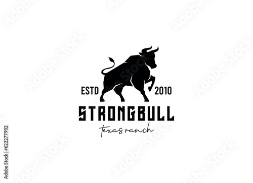 Vintage classic bull longhorn logo design template