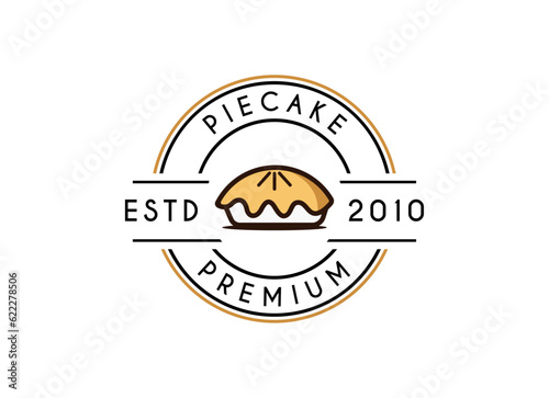 Pie cake logo for bakery, bread, ang cake shop design vector.