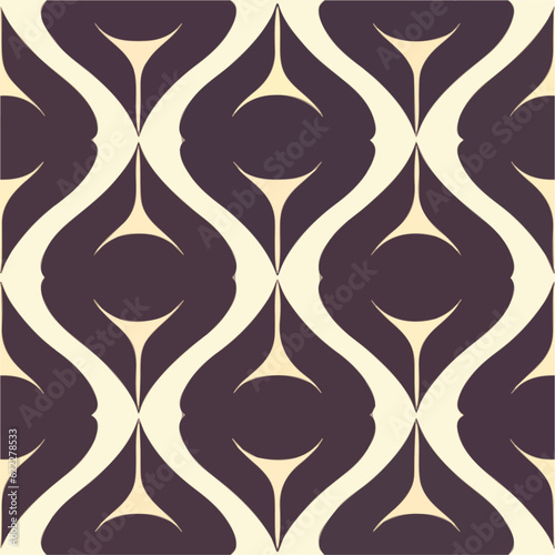 Displaying a wavy brown and white design, this art deco pattern incorporates elements of art nouveau. Its seamless composition allows for versatile applications in design projects.