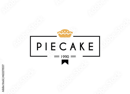 Pie cake logo for bakery, bread, ang cake shop design vector.