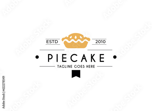 Pie cake logo for bakery, bread, ang cake shop design vector.