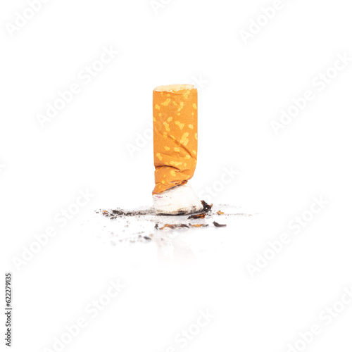 cigarette butts isolated on white background photo