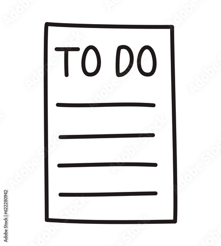 Doodle to-do list icon or logo, hand drawn with thin black line. Png clipart isolated on transparent background