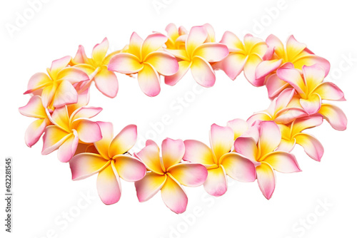 Hawaii Garland of Frangipani Flowers Lei, Isolated on Transparent Background. Generative AI
