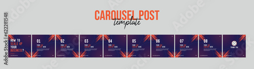 Set of Linkedin Carousel Post, editable social media Instagram carousel post, modern and creative business carousel post template, eps 10.