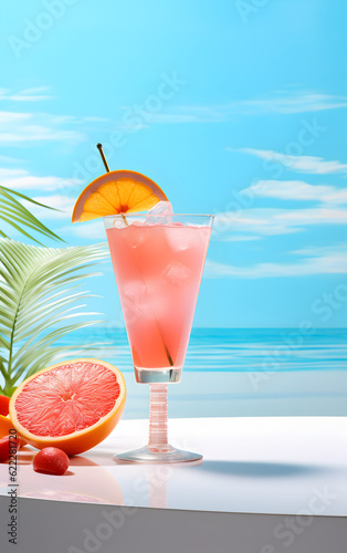 colorful cocktails with summer vibe background