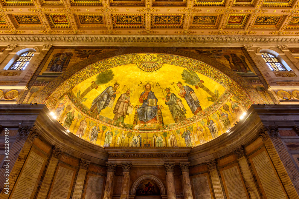 Interiors of Basilica of Saint Paul outside the Walls, Rome, Italy Interiors of Basilica of Saint Paul outside the Walls, Rome, Italy