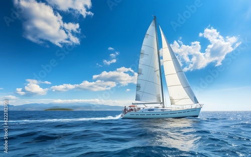 A sailboat sailing in the ocean on a sunny day. AI © Umar