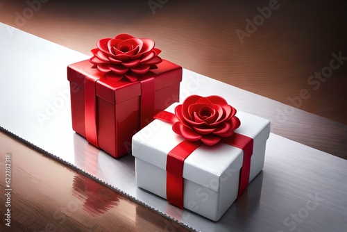 red rose and gift box