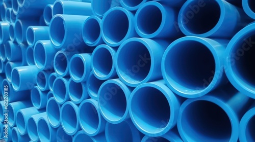 blue water stack of pipes