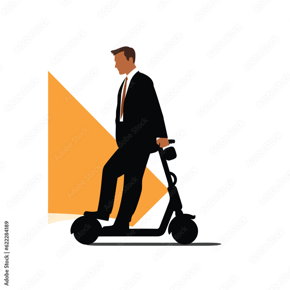 man in suit on electric scooter vector flat isolated illustration man in suit on electric scooter vector flat isolated illustration