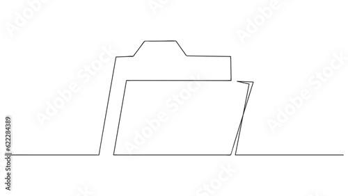 Continuous line of folder an open icon drawn by a single line. Vector illustration