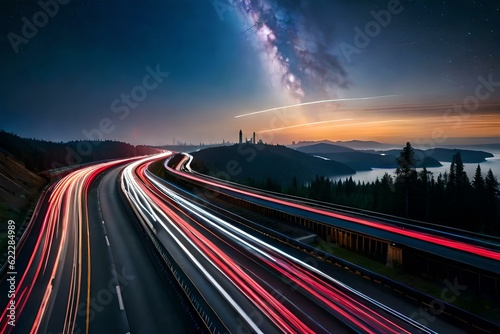 traffic on highway at night generated Ai.