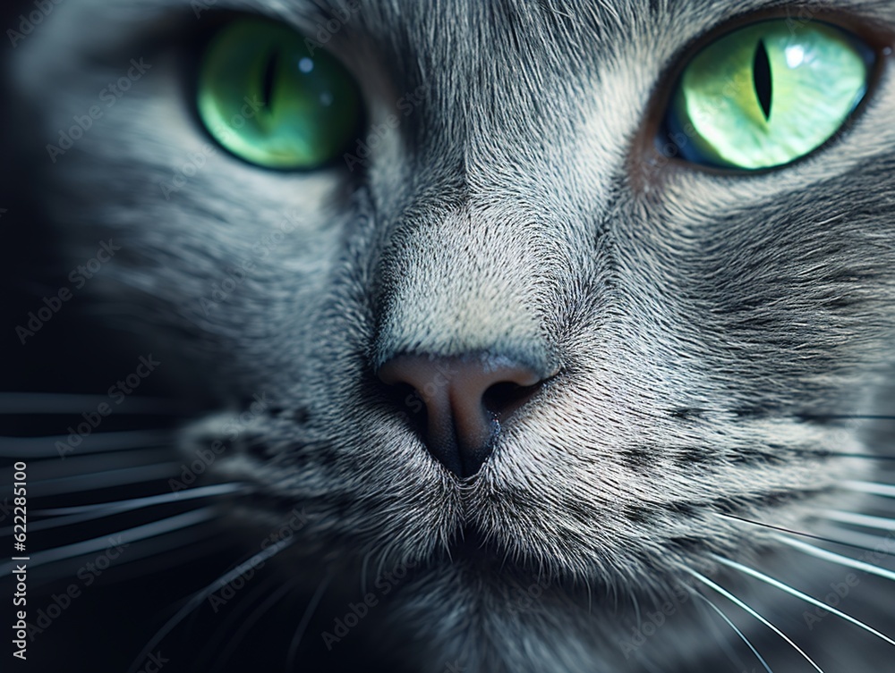 Close-up of a Russian Blue Cat (Generative AI) Close-up of a Russian Blue Cat (Generative AI)