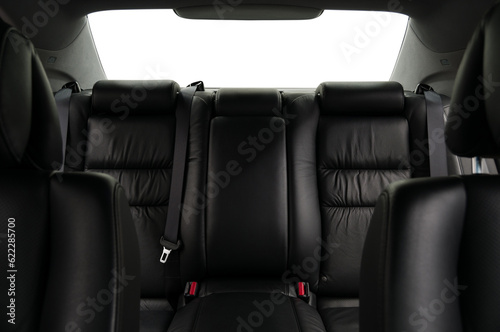 Car interior detail. Leather passenger rear seats.