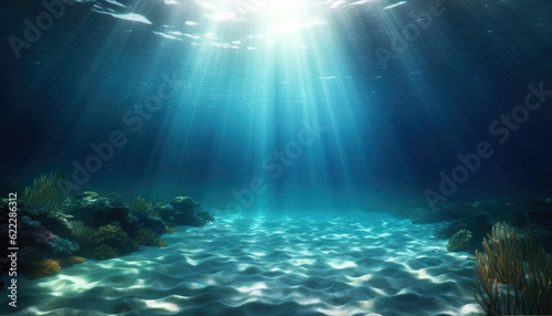 Submerged Serenity Beneath the Surface Exploring the Calm and Tranquil Underwater World with Generative AI and Sunlit Depths Sunlit Aquatic Paradise