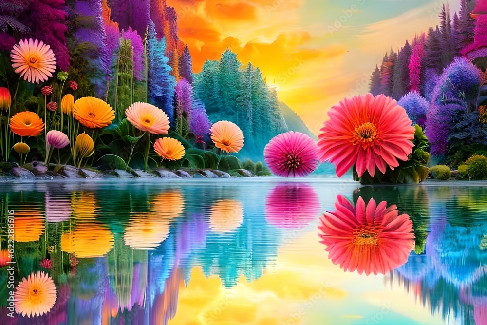 flowers in the water generated Ai.