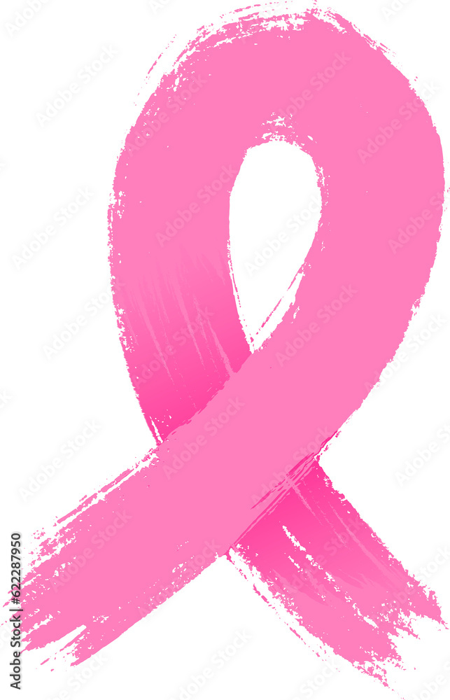 Pink ribbon line art brush style. Breast Cancer Awareness Month