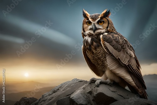 eagle owl on a branch