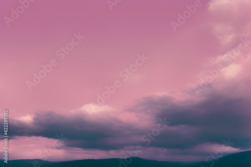 pink sky and white clouds. Generative AI