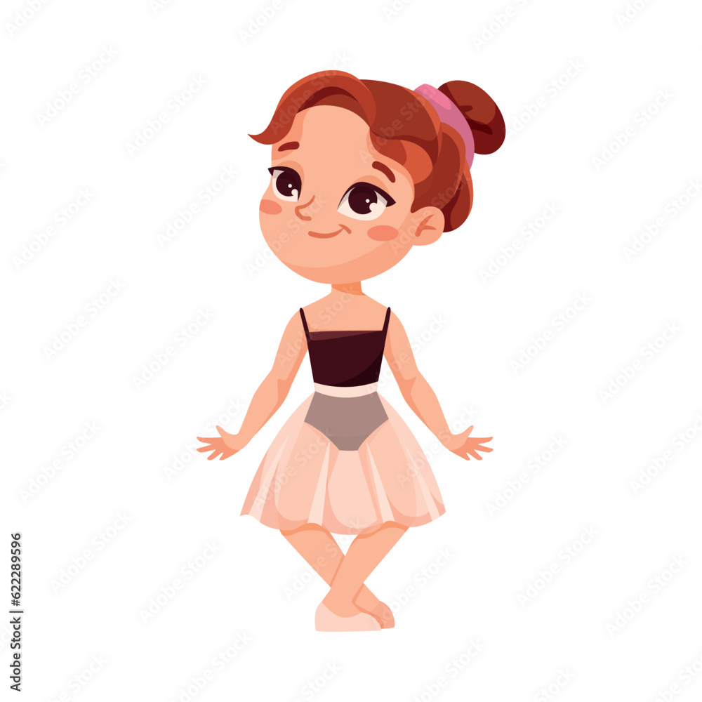 Cute Ballerina Girl in Tutu Skirt and Pointe Shoes Dancing Ballet Vector Illustration Cute Ballerina Girl in Tutu Skirt and Pointe Shoes Dancing Ballet Vector Illustration
